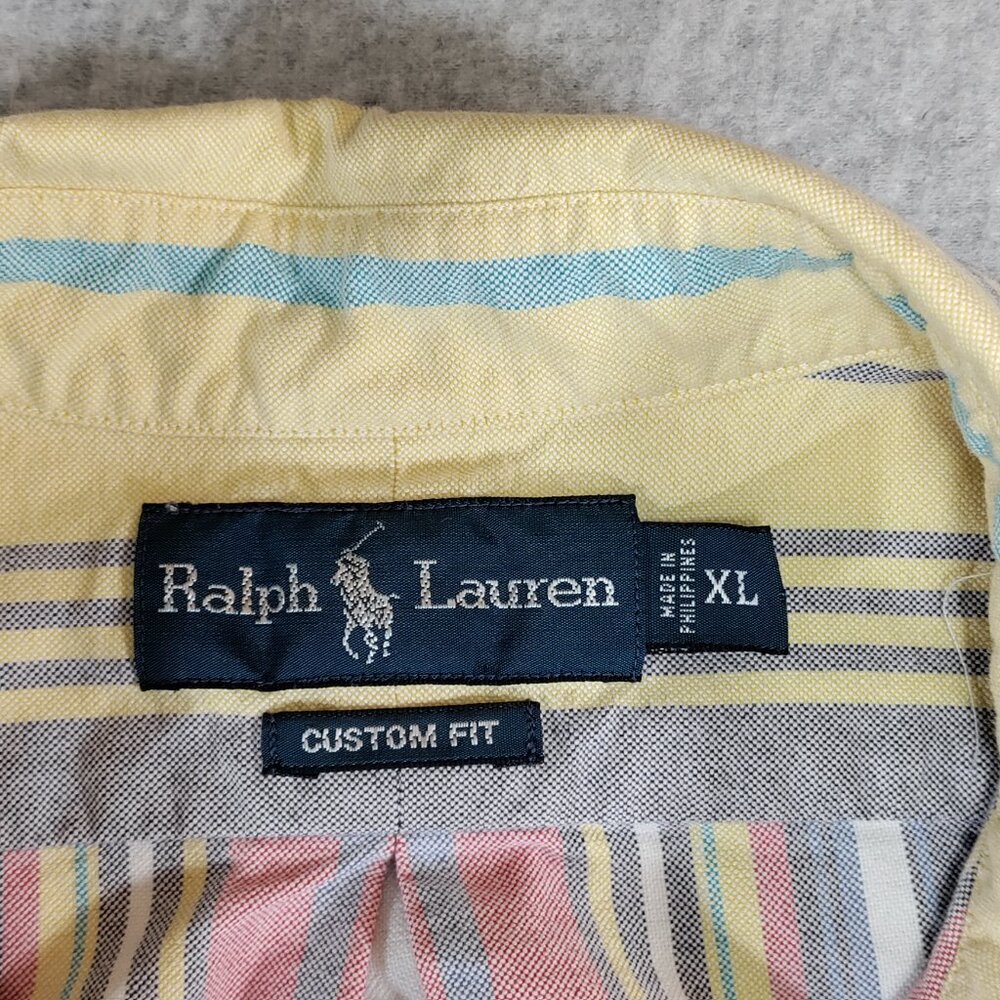 Ralph Lauren Shirt Mens XL Multi-color Striped Oxford Flesh Pony Logo - Picture 4 of 10